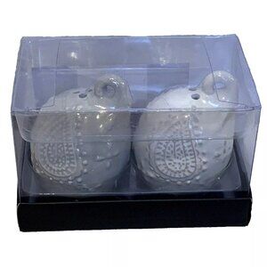 Elephants Salt & Pepper Shaker Set Urban Bungalow White & Gray Brand New In Box